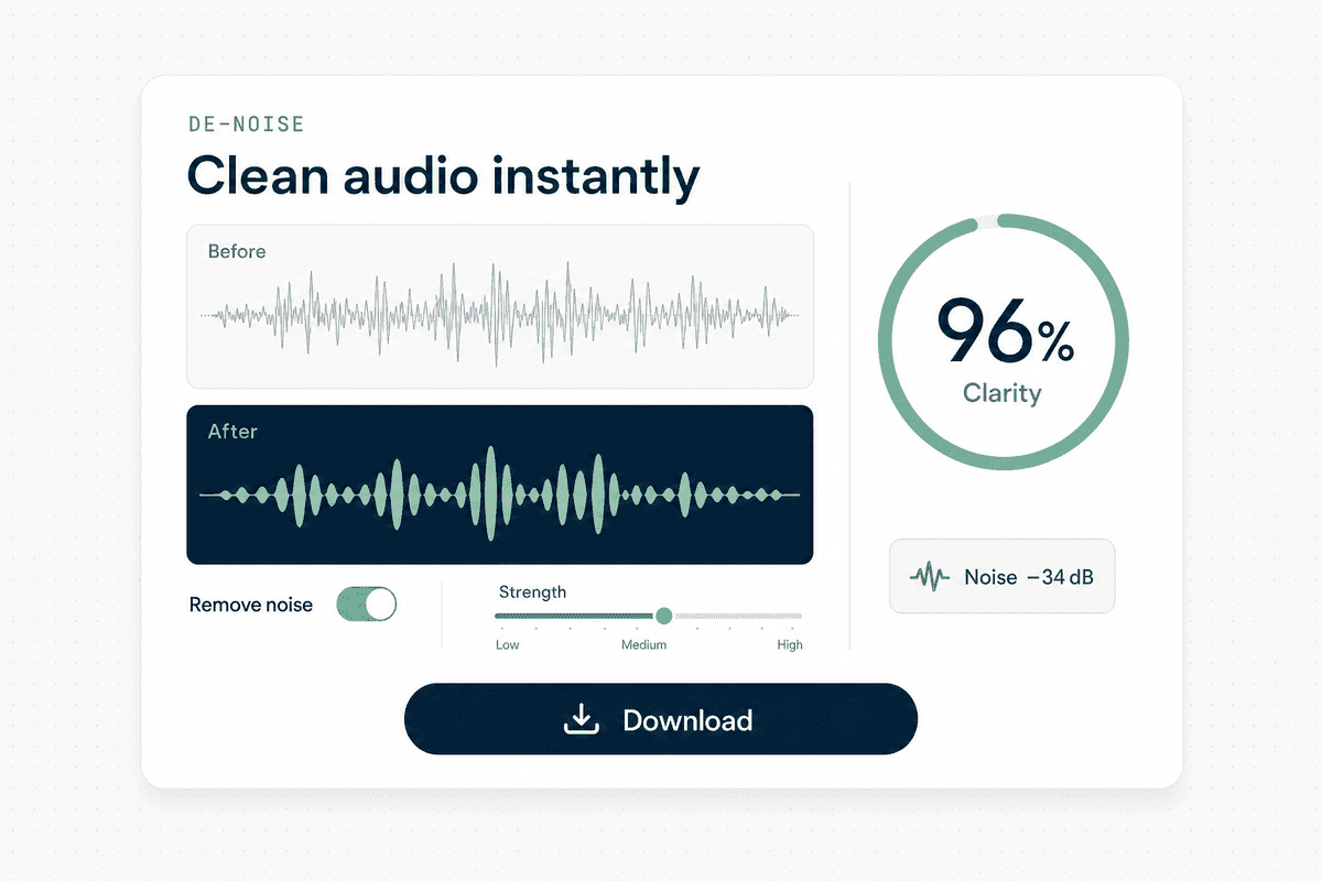 De-Noise — clean and enhance audio instantly